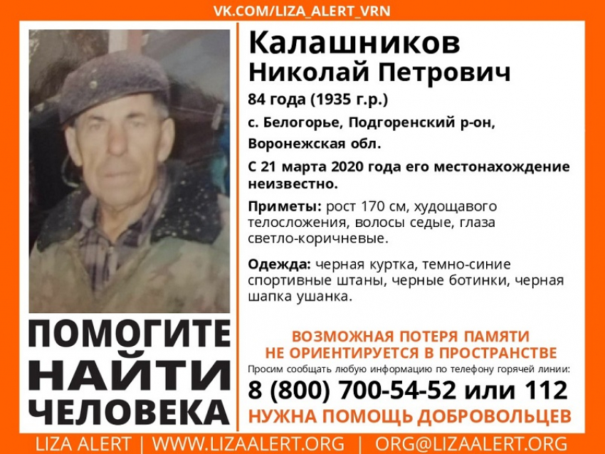 Не ориентирующегося в пространстве пенсионера ищут в Воронежской области  