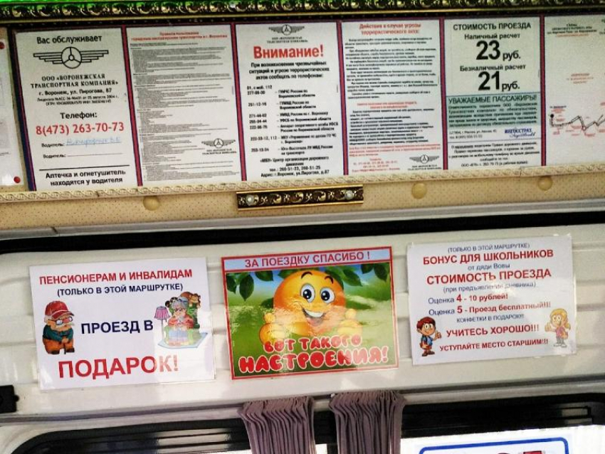 Воронежский маршрутчик возит детей бесплатно за хорошие оценки