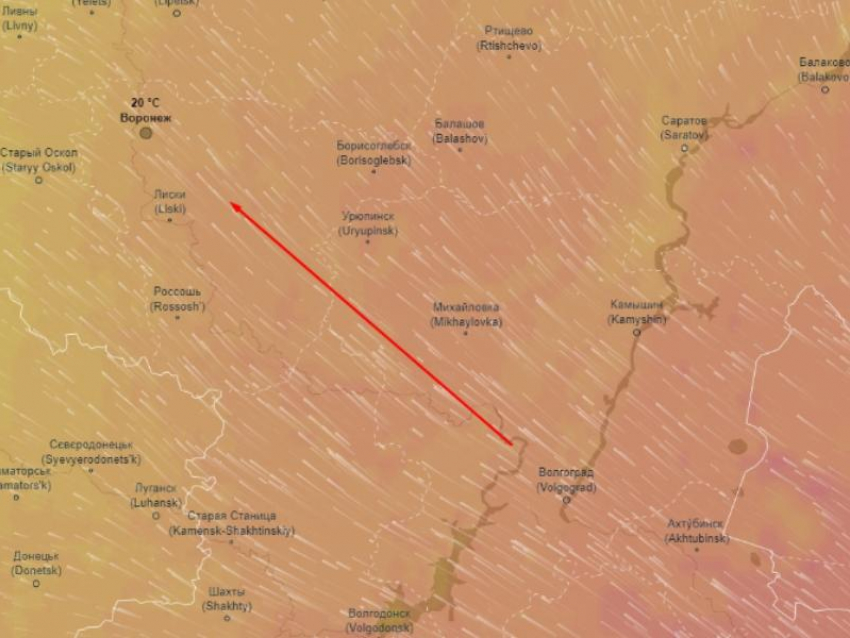 Мощная пыльная буря движется в сторону Воронежа