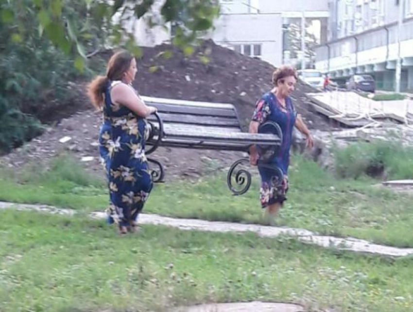 Воронежских пенсионерок застали за кражей лавочки из парка