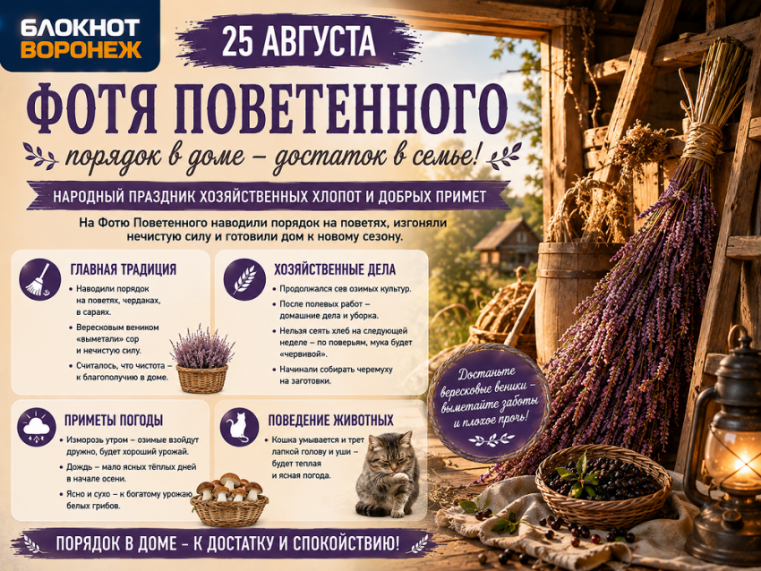 На Фотю Поветенного воронежцам советуют достать вересковые веники и вспомнить о чудесах