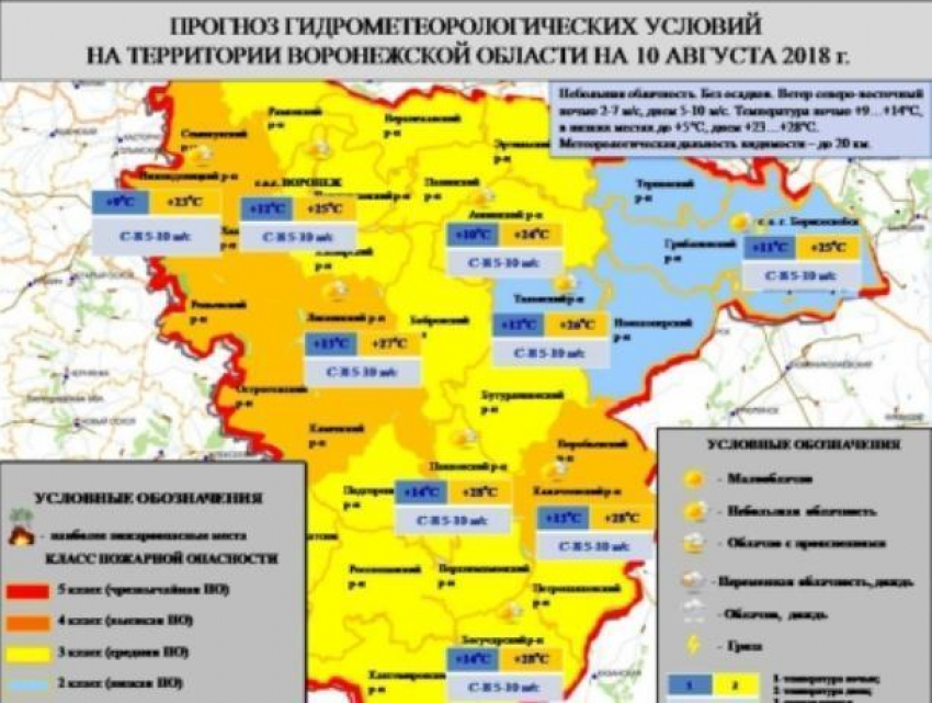 МЧС назвало районы Воронежской области с 4-м классом пожарной опасности