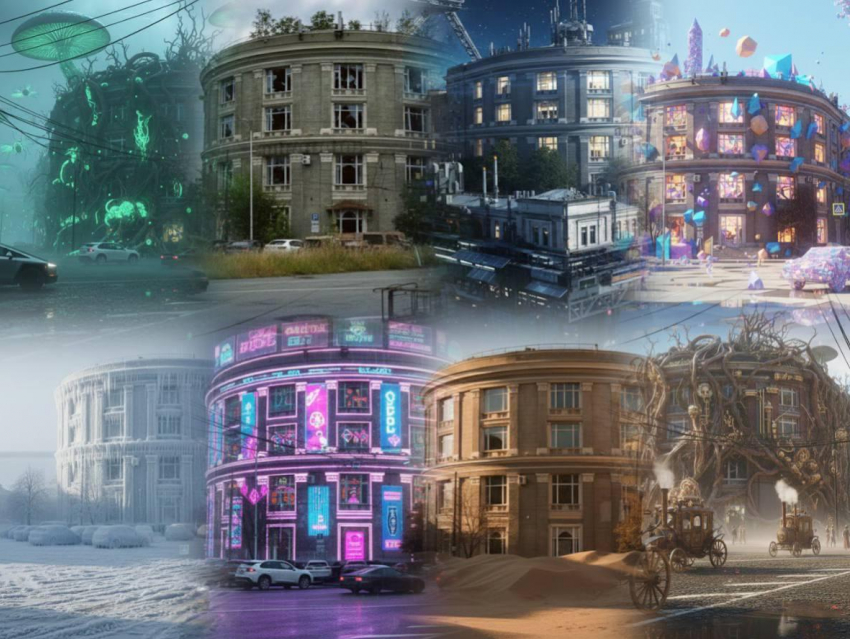 «Утюжок» в иных мирах: нейросеть показала, как могло бы выглядеть здание Воронежа в фантастических вселенных