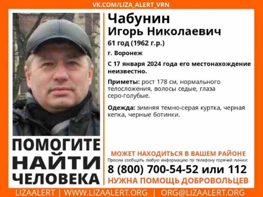 61-летний мужчина без вести пропал в Воронеже