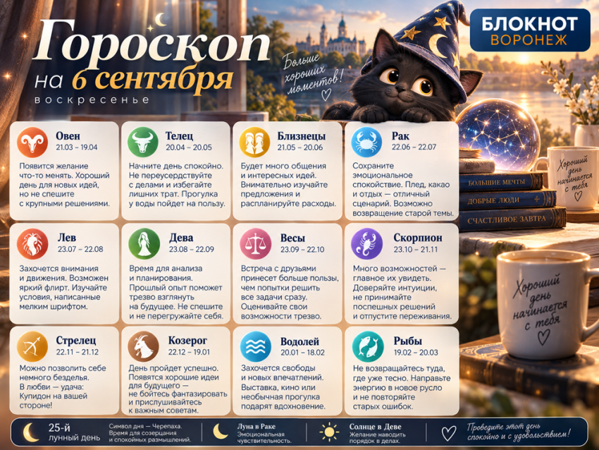 Воскресный гороскоп на 6 сентября 2026: кому звезды сулят перемены, а кому - покой