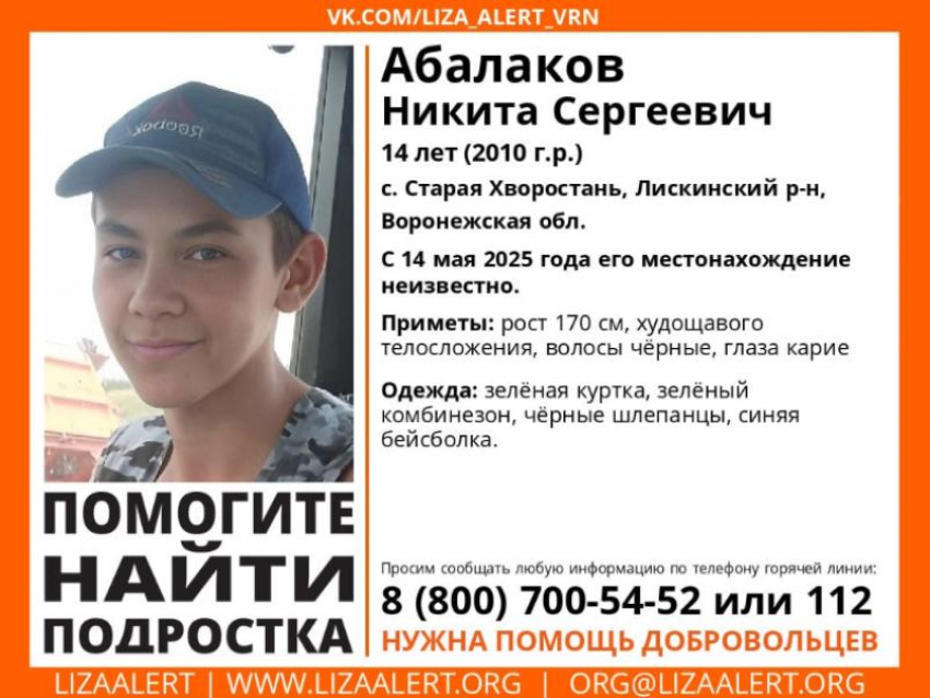 В Воронежской области объявлен поиск 14-летнего подростка