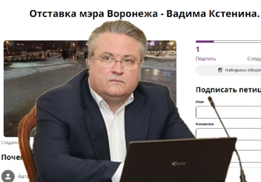 Воронежец создал петицию за отставку мэра Кстенина и назвал конкретные причины