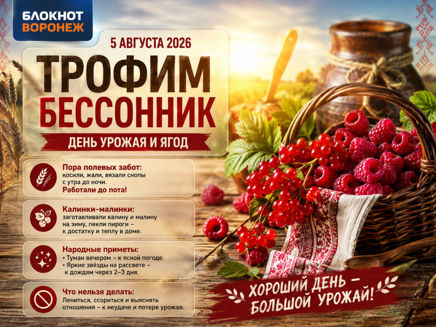 Воронежцам рассказали, почему 5 августа нужно работать до пота 