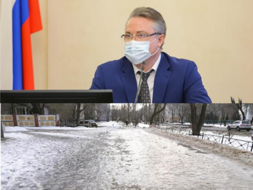 «Не хватает сил»: мэр Воронежа объяснил, почему в городе так плохо чистятся тротуары 