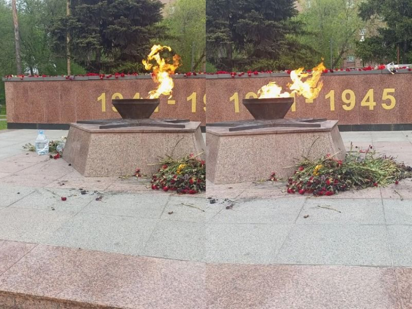 На мемориале Великой Отечественной войны в Воронеже неизвестные сожгли цветы