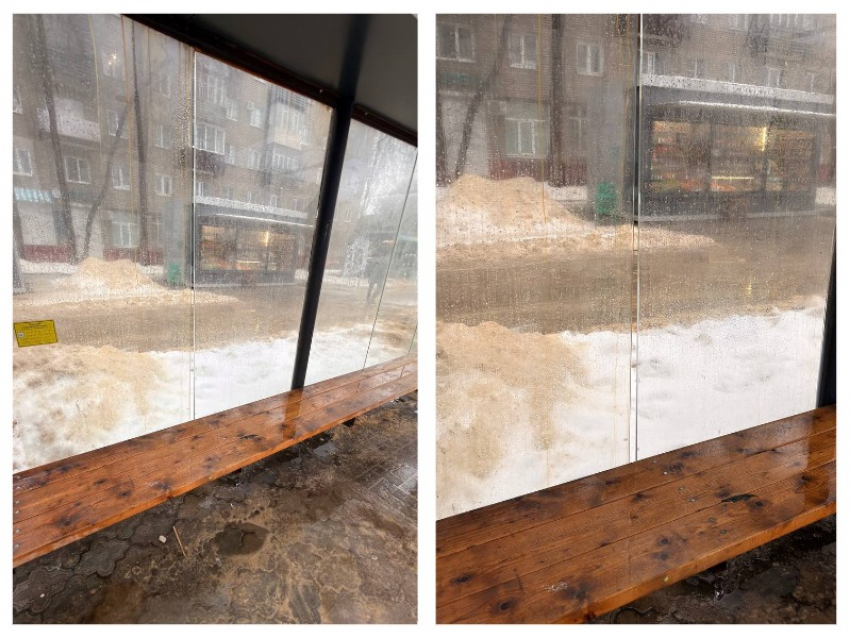 Новая крытая остановка превратилась в дырявое сито в Воронеже 