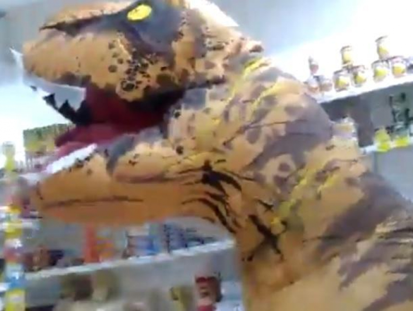Покупающего молоко динозавра сняли в Воронеже на видео