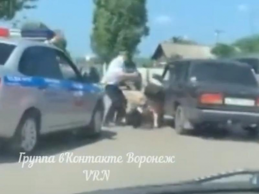 Драку воронежца с полицейским сняли на видео