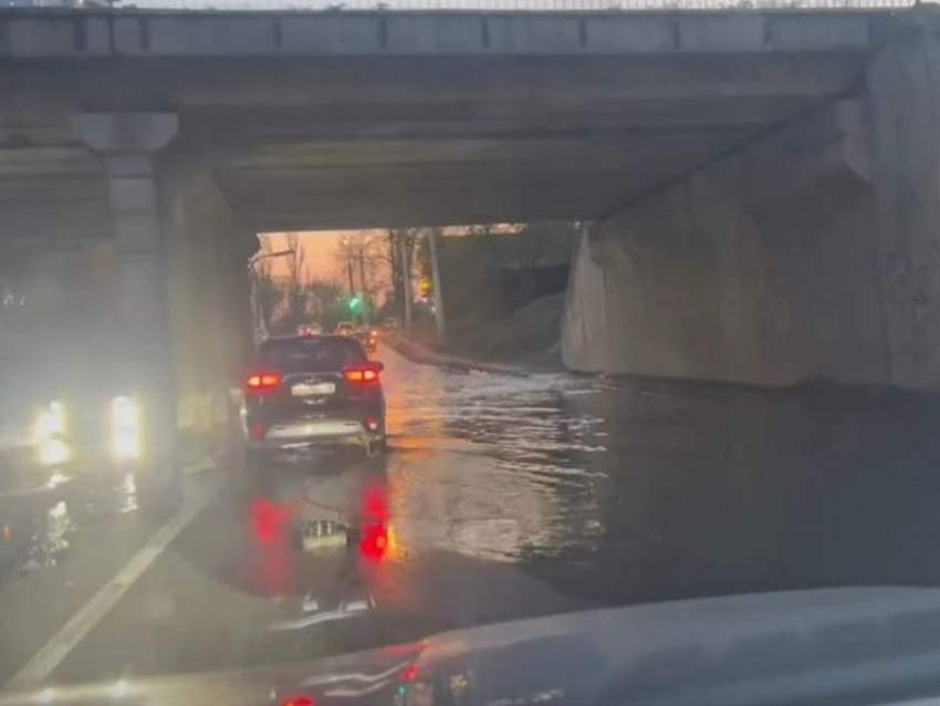«Течёт с двух сторон»: фекальное море на дороге под мостом сняли на видео в Воронеже