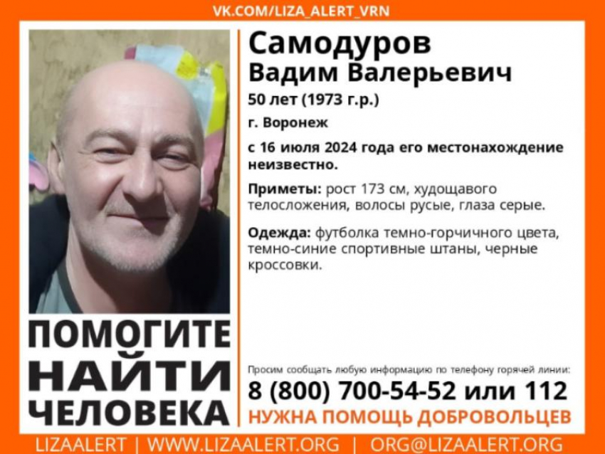 50-летний мужчина бесследно исчез в Воронеже