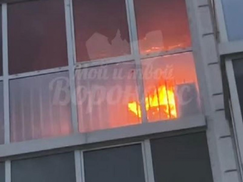Вспыхнувший пожар в квартире многоэтажки попал на видео в крупном воронежском ЖК