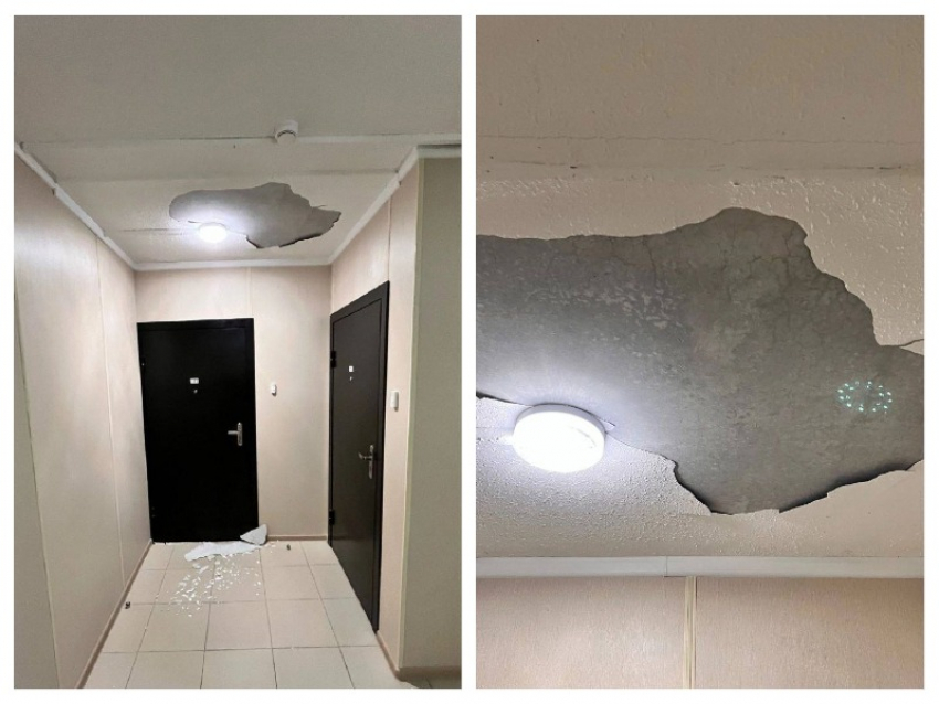 Обрушение потолка в многоэтажке запечатлели воронежцы на фото