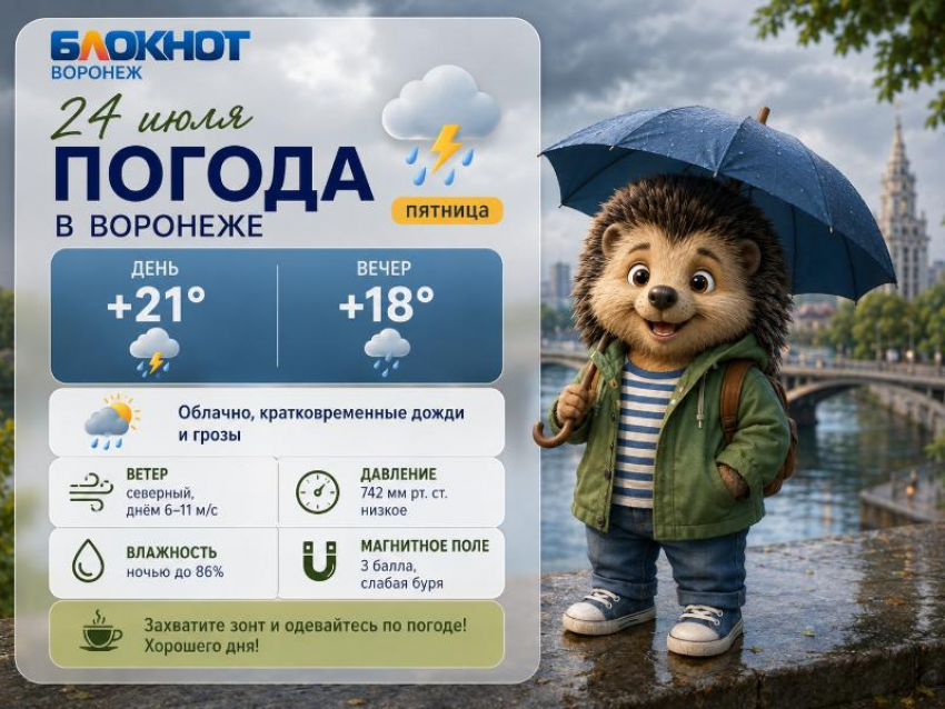 Воронежцев ждут дождливые выходные: прогноз погоды на три дня