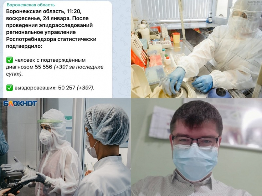 Коронавирус в Воронеже 24 января: +391 зараженный, 19 смертей и прививка для чиновника 