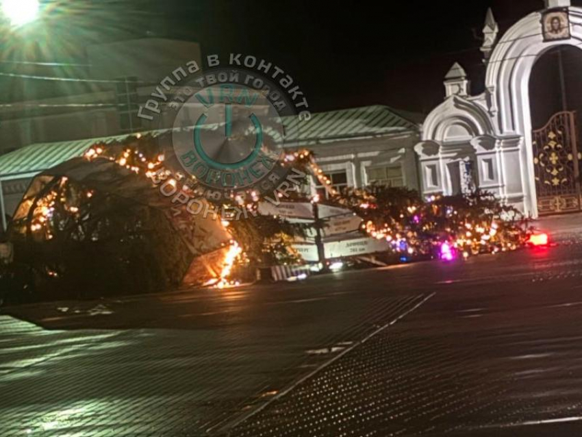 В Воронеже ветер решил перенести Новый год: ёлка легла отдохнуть 