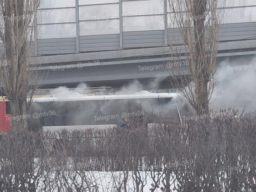 Пассажирский автобус загорелся в Воронеже этим утром 