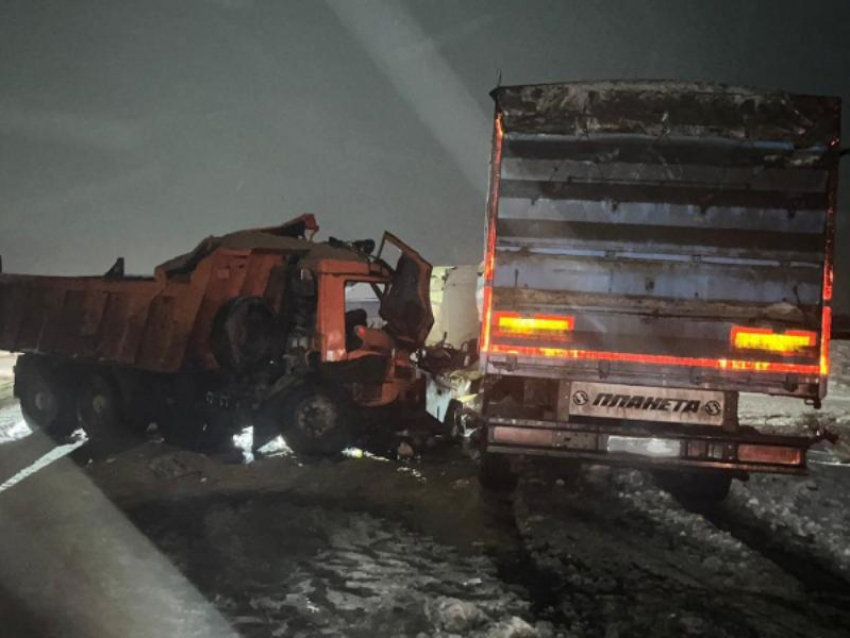 Опубликованы фото с места ДТП с двумя КамАЗами в Воронежской области 