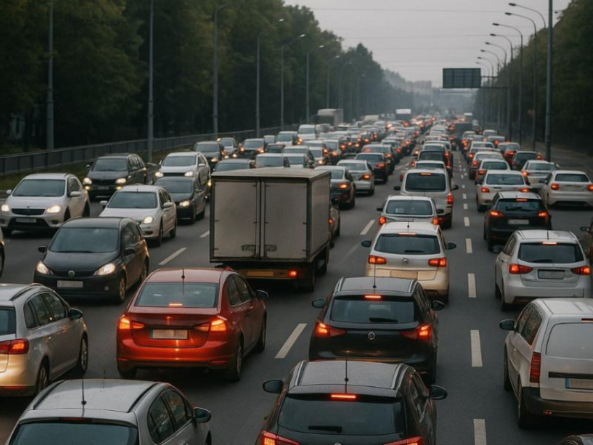 Гигантская пробка образовалась под Воронежем 