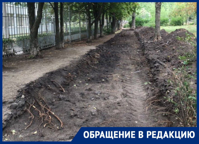 Странную ликвидацию асфальта около воронежского лицея объяснили в администрации