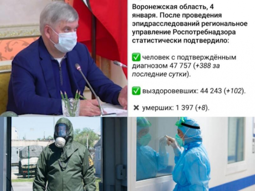 Коронавирус в Воронеже 4 января: +388 инфицированных, сокращение тяжелых форм и приучение населения к маскам