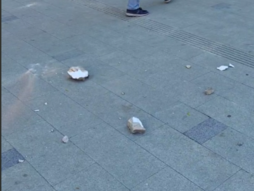 Куски карниза обвалились на тротуар в центре Воронежа