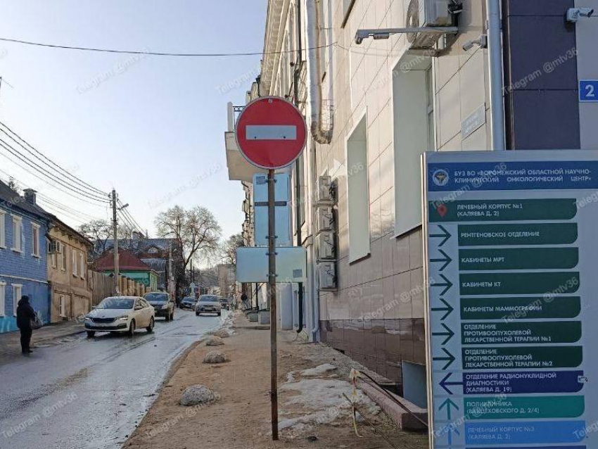 «Разбила голову в кровь»: опасный дорожный знак травмирует пешеходов в Воронеже