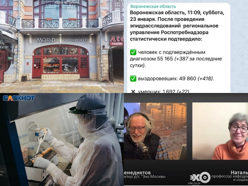 Коронавирус в Воронеже 23 января: +387 зараженных, 22 смерти и массовые нарушения ковид-ограничений баром 