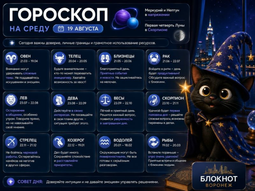Меркурий и Нептун в напряжении: гороскоп на 19 августа