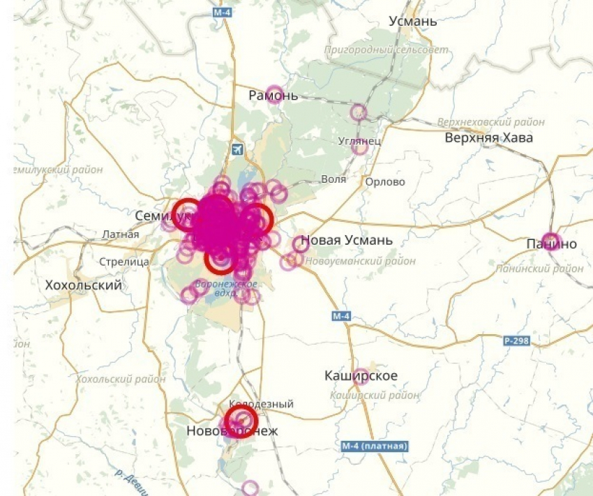 Самые опасные участки воронежских дорог отметили на интерактивной карте