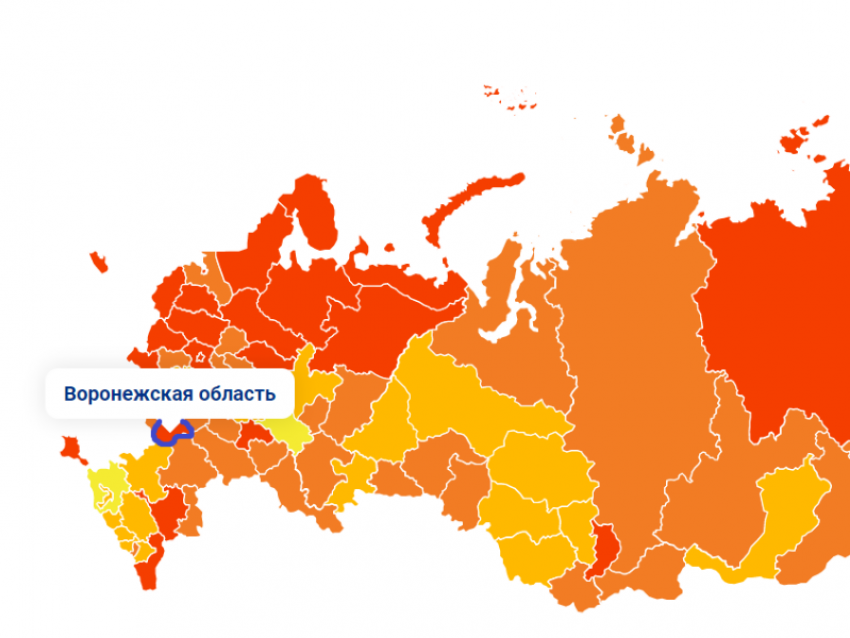 К красной зоне Воронежскую область отнес федеральный «ковидный портал»