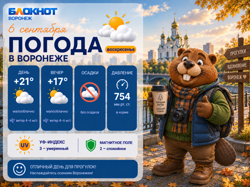 С +21 до +10 за 72 часа: погодные перепады ожидаются в Воронеже