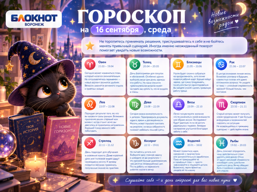 День для кардинальных перемен: гороскоп на 16 сентября