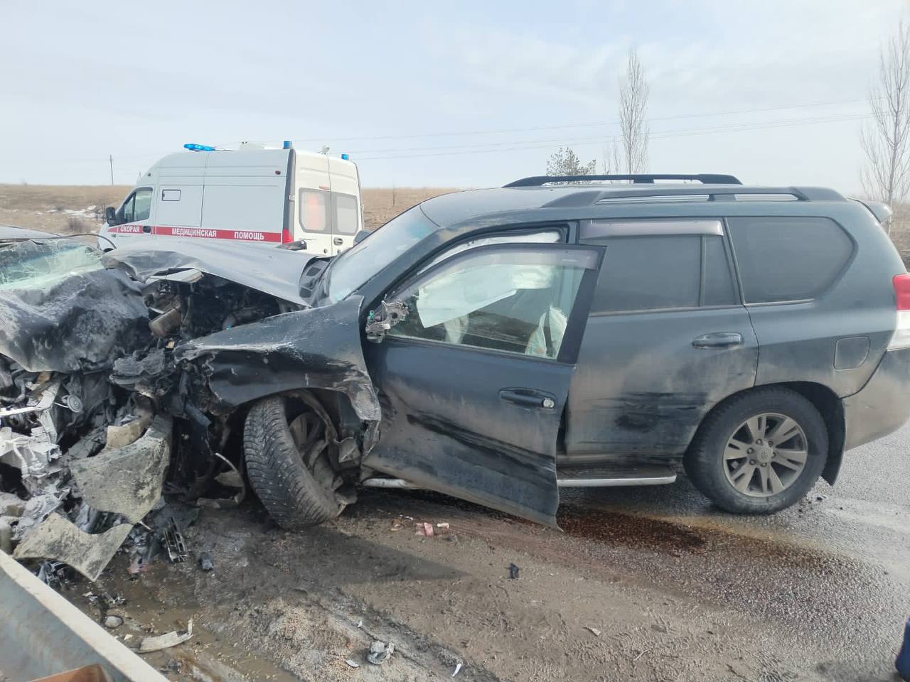 Опубликованы фото с места гибели двух человек в массовом ДТП в Воронежской  области